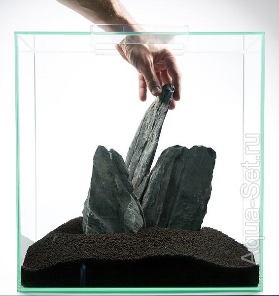 Создание аквариума Fluval Edge 2 от Oliver Knott - Начинаем оформлять с помощью острых камней, начинаем с больших
