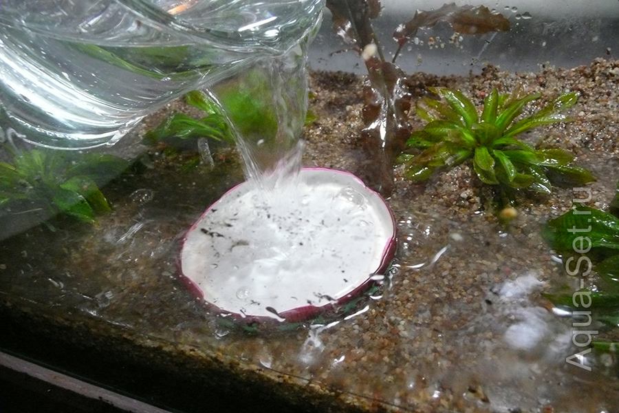 Земляной аквариум - 27 литров - Долив воды производил на крышку от банки.