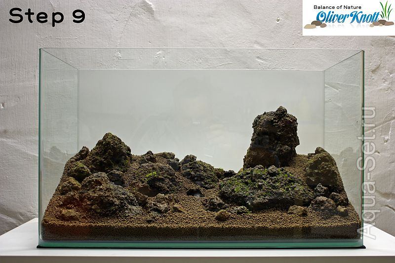 Пошаговый запуск и оформление аквариума от Oliver Knott - В завершении я разместил маленькие камушки между большими камнями и на переднем плане. Это дает более «природный» вид аквариуму.
