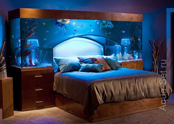 Дизайн спальни в "аквариумном" стиле